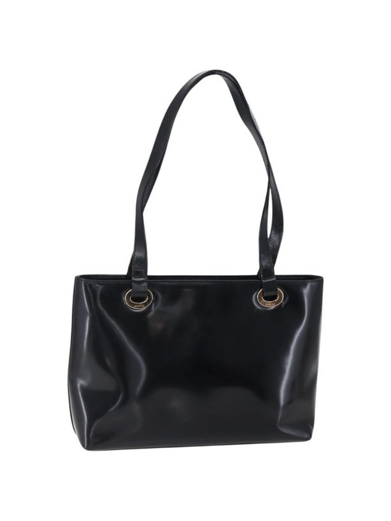 Authentic Gucci Shoulder Bag Patent Leather Black Gold 002 2058 0480 0